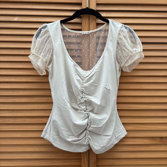 Free People Tops - Free People cream scrunch top size small